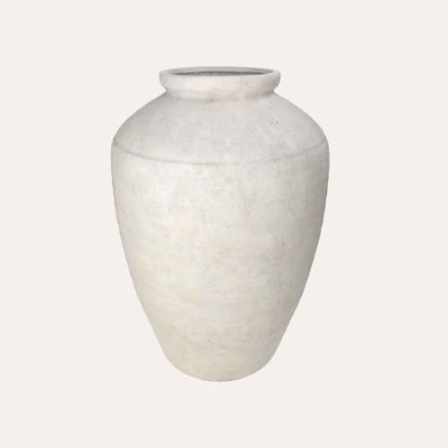 KEYHOMESTORE - Pflanzkübel aus Stein, Blumentopf, Pflanzentopf, weiß, Höhe 50 cm, ideal als Gartendekoration, Innen- und Wintergarten