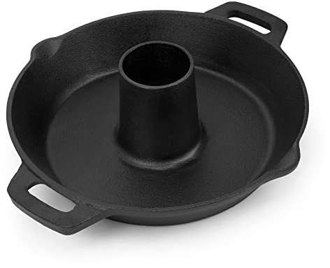 Onlyfire Universal Hühnerbräter aus Gusseisen, vorgebrannter Geflügelbräter Bierdosenhalter mit Bratpfanne für die meisten Grills und Backofen