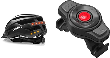 Livall MT1 Neo - Smarter Fahrradhelm mit Bremslicht und LED-Lichtsystem & Freisprecheinrichtung in matt schwarz, Größe 54-58 cm, M & Unisex – Erwachsene BR80 Fernbedienung, schwarz, Einheitsgröße