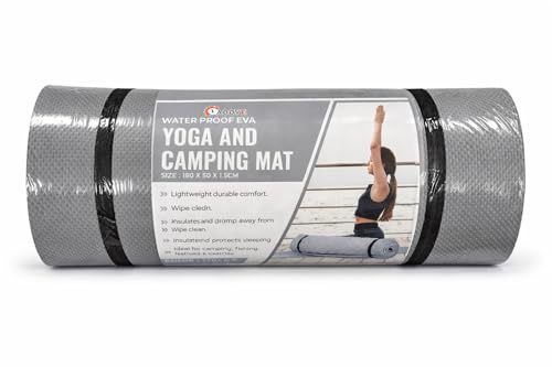 1ABOVE Yoga & Camping Roll Mat - Waterproof Insulated Roll Up Foam Camp Mattress with Elasticated Straps, Lightweight & Durable Ideal for Camping, Fishing, Festival & Exercise (180x50x1.5cm) (GREY)