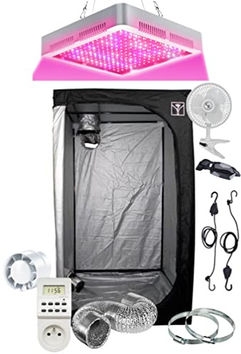 Kit Chambre de Culture Indoor Complet 40x40x120 60x60x140cm 80x80x160cm - LED 2000W Full Spectrum avec Switch Croissance/Floraison…