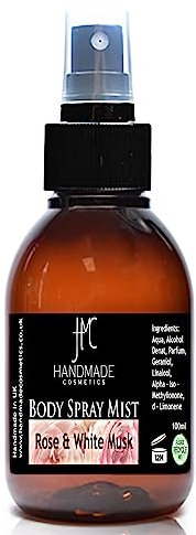 Body Mist Spray | Body Spray Rose and White Musk 100ml Handmade in UK