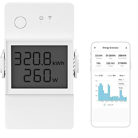 WiFi Smart Meter Switch Power Monitoring Meter LCD Meter Switch Remote APP Control POWR316D 16A