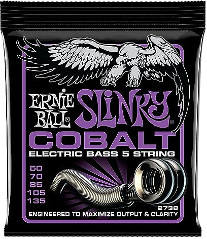 Ernie Ball, Bass 5 Power Slinky Cobalt, Corde per basso elettrico, diametro 50-135