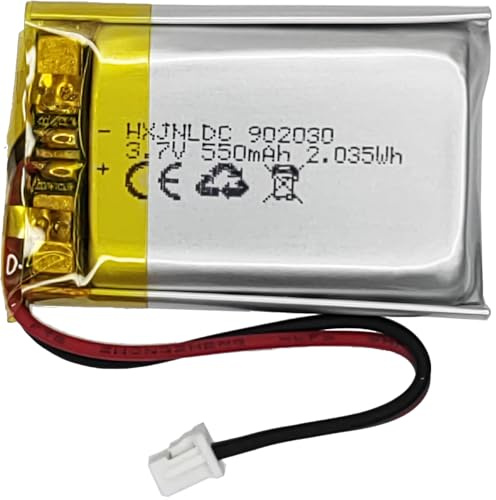 Batería Recargable de polímero de Litio DC 3,7 V 550 mAh 902030 Adecuada para sustituir baterías integradas de 2 Cables en Dispositivos electrónicos de 3,7-5 V y Luces LED.