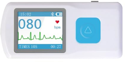 Dispositivo de monitor ECG, monitor personal de frecuencia cardíaca con pantalla LCD y almacenamiento, monitor ECG portátil compatible con smartphone y PC, resultados instantáneos en 30 segundos