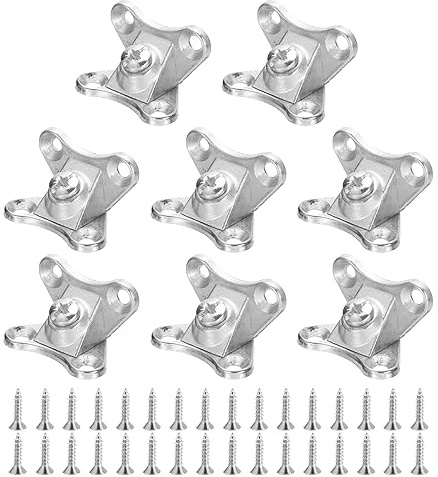 sourcing map 8 Piezas de Soporte de Esquina desmontable Soportes de Ángulo Recto en Forma de Mariposa de Metal con Tornillos para Estantes Armarios Muebles de Madera (Plateado)