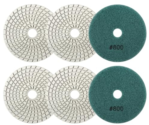VENJELD Disco de Diamante para Pulir Grano 800-6 Piezas 100mm Almohadilla de Pulido Húmedas para Granito Mármol Piedra Artificial Cuarzo para Amoladora Angular