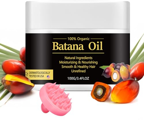 Batana Olio per la crescita dei capelli 100 g con spazzola per il massaggio dei capelli，Previene la caduta dei capelli，ripara il cuoio capelluto danneggiato，100% olio naturale per il cuoio capelluto