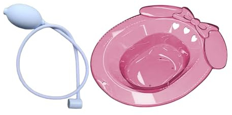 Fenteer Sitzbad für Toilettensitz, Wanne, vielseitige Hüftbadewanne, Sitzbad für Hotel, Badezimmer, Toilette, Rosa mit Flusher