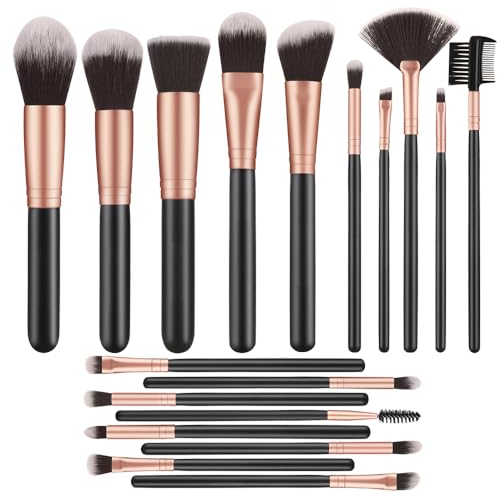 SINZUX Make-up-Pinsel von Rose Golden mit 18 Teilen, hochwertige Make-up-Pinsel für Gesicht und Augen, synthetische Pinsel für Concealer, Puder, Blush Eyeshadow