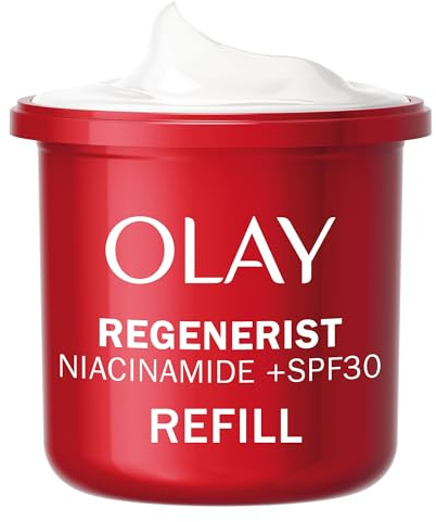 Olay Regenerist Niacinamide Day Cream Face Moisturiser SPF 30 REFILL, Skincare with Niacinamide 99% Purity, Antioxidant Vitamin E, Anti Ageing Skin Care: Renew, Age Defy and Hydrate, Non-Greasy, 50ml