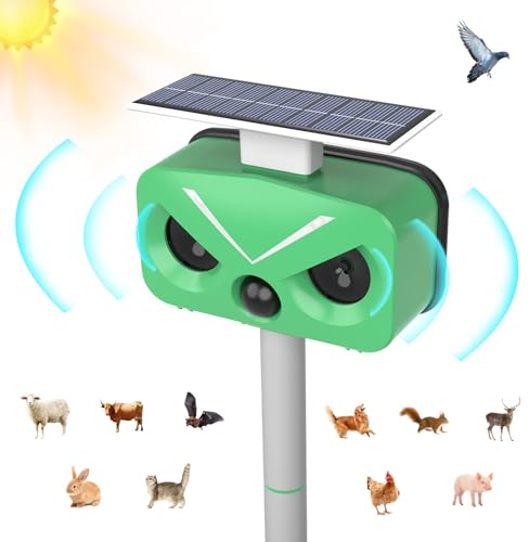 Dissuasori per Piccioni,Repellente per Gatti, Dissuasore per Gatti, Repellente Solare con Luce LED, Repellente a Ultrasuoni per Giardino/Giardino, Efficace Contro Gatti, Cani, Uccelli, Ratti, Martore