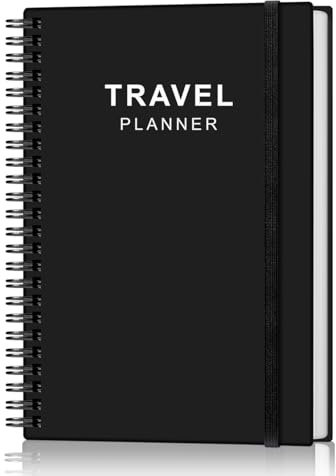 Travel Journal for Women & Men, Vacation & Road Trip Planner Organizer, Travel Notebook for 6 Trips, Trip Planner Gift to Record Memories and Adventures from Special Trips, 5.8 x 8.5, Black