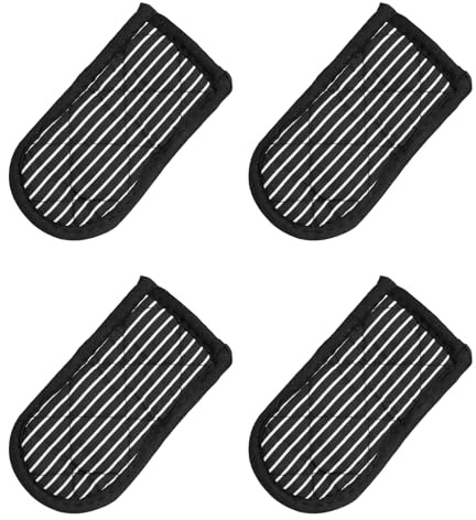 sourcing map 4Pcs Pan Handle Sleeve, Pot Handle Covers Heat Resistant Iron Skillet Handle Covers for Kitchen Baking Cooking Supplies, Black and White Stripe 3.1 in x 5.9 in