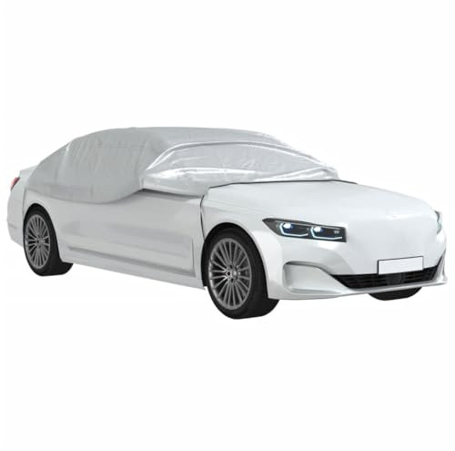 vidaXL Mezza Copertura Auto con Ganci Argento L PEVA