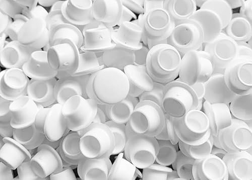 M8/8mm DRILL HOLE COVER CAPS - BLANKING FURNITURE KITCHEN CABINET SHELF (White, Pack of 40)