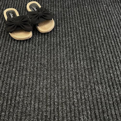 FloorPro Entrance Doorway Matting - Anthracite Ribbed Fibres, Heavy Duty Mat - Ideal for Hallway, Foyer, Lobby Reception, Door Mat - Roll (1 Metre Length x (1m Width))