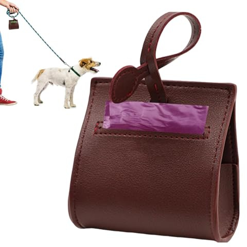 Hundbajspåsdispenser, hundbajspåse hållare för avföring | mångsidig hundbajspåse dispenser av PU-läder, bärbar bajspåsdispenser, hängande bajspåse dispenser för resor, park