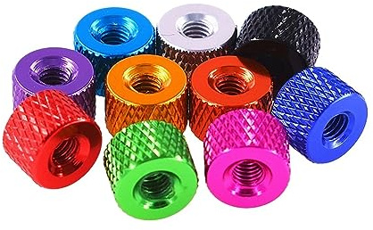 Handdrehschraube, 5 Stück, M2, M2,5, M3, M3,5, M4, Rändelmuttern aus Aluminium, Durchgangsloch, handfest anziehende Mutter, eloxiert, 10 Farben (Farbe: Grün_M4)(Royal Blue-M4)