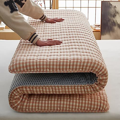 5 cm dicke japanische Bodenmatratze in Rosa, rutschfeste Baumwollmattenauflage, Futon-Matratze für Studentenwohnheim, Klappbett, 120 x 200 cm