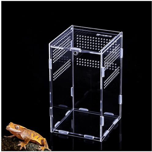 Granmagazz Futterbox für Reptilien, 20 x 12 x 12 cm, Terrarium für Schnecken, Mini-Terrarium, 360°, transparent, Acryl