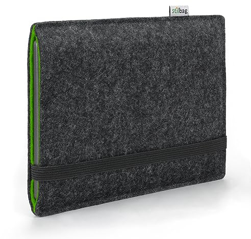 Stilbag Finn Étui de protection en feutre pour liseuse Amazon Kindle Paperwhite Signature Edition - Couleur : anthracite/vert - Fabriqué en Allemagne