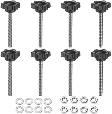 QUARKZMAN 8 Stück Rändelschraube Sterngriffmutter M5 x 50mm Metrisch 304 Edelstahl männliches Gewinde 25mm Rändelmutter 6-Stern Kunststoff Gewindestift Handknöpfe Griffe Daumenschrauben