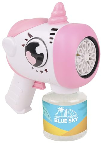BLUE SKY - Automatisk bubbelmaskin - tvålbubblor - enhörning - rosa - plast - 042872 - trådlös - leksak för barn - utomhuslek - sommarlek - födelsedag - 3 år