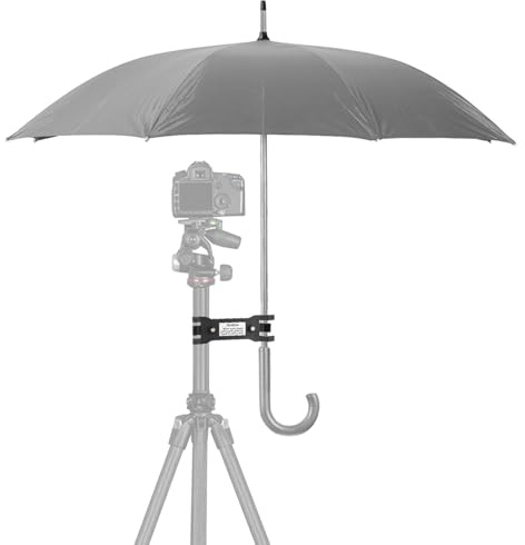 equlup Tripod Umbrella Holder Clamp, 15x5cm Umbrella Chair Clamp Portable Outdoor Camera Tripod Holder Clip Bracket Stand for Photography Accessory