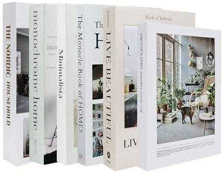 6 Pack Decorative Books for Coffee Table, Fashion Fake Books Set | Hardcover Display Books, Stacked Modern Faux Book for Home Office Bookshelf Decor
