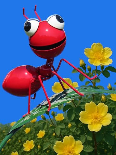 Pommerntraum ®| Regenmesser Ombrometer Gartendeko Ameise Insekten Tierfigur | Niederschlagsmesser Pluviometer Gartendekoration Gartenstecker Gartenfigur Gartenkunst Ameisenfigur Geschenkidee (Ameise rot)