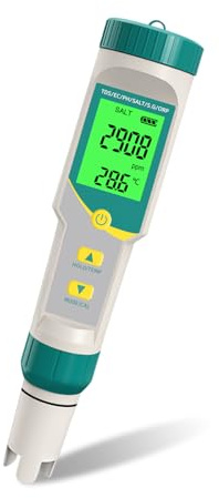 GISNPA 7-in-1 TDS/EC/Salzgehalt/Temperatur/ORP/S.G/PH-Messgerät für Wasser, Genauigkeit 0,01 pH, TDS-Messgerät mit ATC, hochpräziser pH-Tester mit digitalem Stift für Trinkwasser und Aquarien