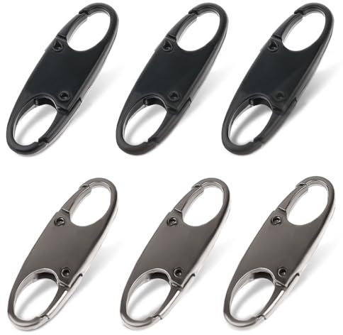 DIVINA VITAE Zipper Clips Anti Theft Deterrent, 6PCS S Carabiner Small Zipper Pull Locks Mini Snap S Hooks for Backpacks Camping Fishing Traveling Outdoor Sports