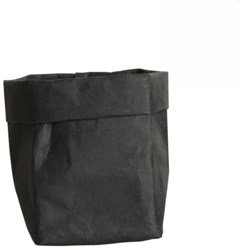 TOYANDONA de Rangement Papier Kraft Lavable Noir Cache Pot Décoratif Réutilisable à Eau et Organisateur pour Fleurs Jouets et Accessoires