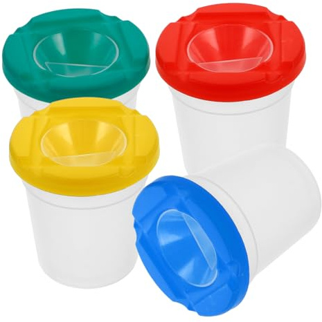 BELLIFFY 4pcs Rotating Paint Brush Cleaners for Transparent Brush Washing Buckets with Rest Portable Artist Basins for Painting Class and Drawing Supplies Random Color