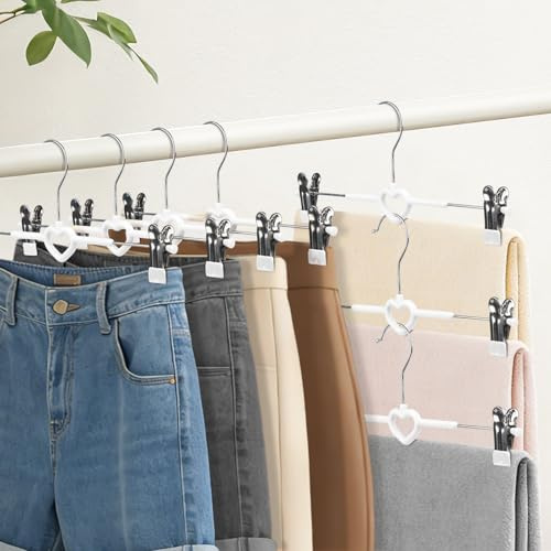 Strapazierfähiger Metall Hosenbügel,20 Stück Kleiderbügel mit rutschfest Clips 30cm,Stapelbare Rockbügel Platzsparend für Hosen Shorts Rock Socken Unterwäsche