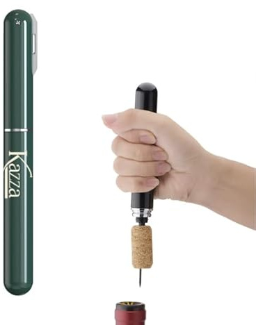 KAZZA Tire-Bouchon Pompe à Air 2-en-1, Ouvre Bouteille à Pression d'air avec Coupe Capsule, Portable et Sans Effort, Idéal pour la Maison, Restaurant, Fête ou Cadeaux pour les Amateurs de Vin (VERT)