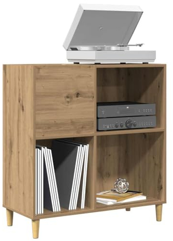 Nqyjm Mobile per dischi in legno ingegneria rovere Artisan 84,5 x 38 x 89 cm, mobile per giradischi, supporto per dischi in vinile, scaffale per CD elegante pratica moderna durevole robusta