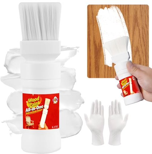 White Wood Touch Up Paint, Multi Surface Touch Up Paint Pen, Refinishing for Door, Cabinets, Furniture, Metal - Repair Sratches, Chips, Quick-Dry, Easy Brush Application (6.35 Oz, 1Pack)