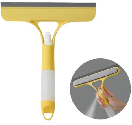 3-in-1 Window Cleaning Scraper with Spray Bottle, Squeegee and Cleaning Sponge, Streak-Free Glass Cleaner Tool for Shower Doors, Mirrors, Car Windows and Tiles