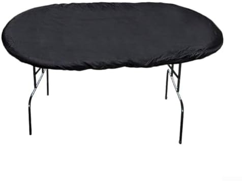 Funda ovalada impermeable para mesa de póquer 420D Oxford, protector contra el polvo con cordón resistente al viento para muebles de patio, jardín, resistente a la intemperie, grande (negro)