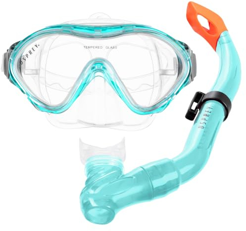 Osprey Junior Snorkel Set for Kids with Mask & Semi-Dry Snorkel | Kids Snorkel Set with Adjustable Mask, Semi-dry Anti-Splash Snorkel, Comfortable Fit for Pool and Beach