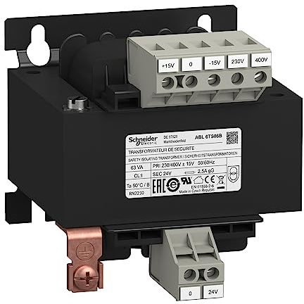 Schneider Electric ABL6TS06B Transformador de Tensión 230-400 V 1 X 24 V 63 Va IP 20