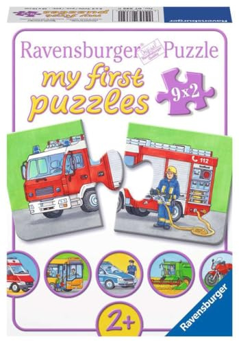 Ravensburger barnpussel - 07332 utryckningsfordon - mitt första pussel med 9x2 bitar - pussel för barn från 2 år och uppåt