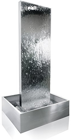 Primrose 130cm Straight Wall Vertical Wave Silver Stainless Steel Double Sided Water Feature with Stainless Steel Reservoir
