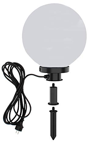 Trango 200 bola de jardín *GARDEN* lámpara de bola IP44 de 20cm Ø en blanco con cable de alimentación de aproximadamente 5m y 1 casquillo E27 apto para bombillas LED luz exterior, foco de jardín