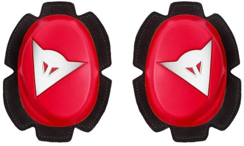 Dainese - Pista Knee Slider, Polyurethan-Motorradknie, Motorrad-Knieschoner, Gleichmäßiger Kontakt mit Piste und Asphalt, Motorrad-Schieber mit Klettverschluss, Rot/Weiß