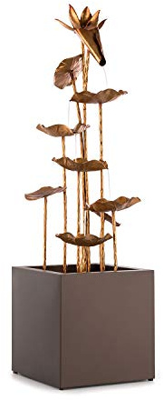 Blumfeldt Golden Orchid - Fontaine de Jardin, pour intérieur et extérieur, Circulation d'eau Continue avec Loopflow Concept, Pompe de 5W, Indice de Protection: IPX8, matériau: Zinc, Aspect Laiton