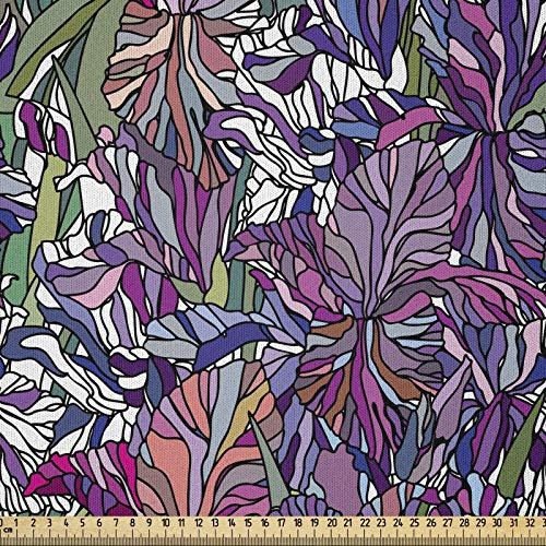 ABAKUHAUS Blumen Stoff als Meterware, Tropischer Dschungel-Blumenstrauß, Microfaser Multi Zweck Dekostoff für Kunsthandwerke, 3M (230x300cm), Mehrfarbig